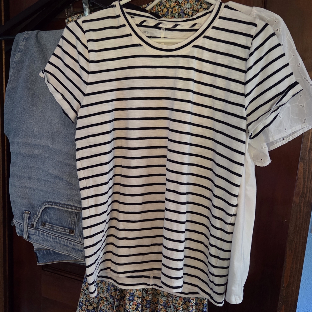 J. Crew Girlfriend Striped Tee - Navy and White
